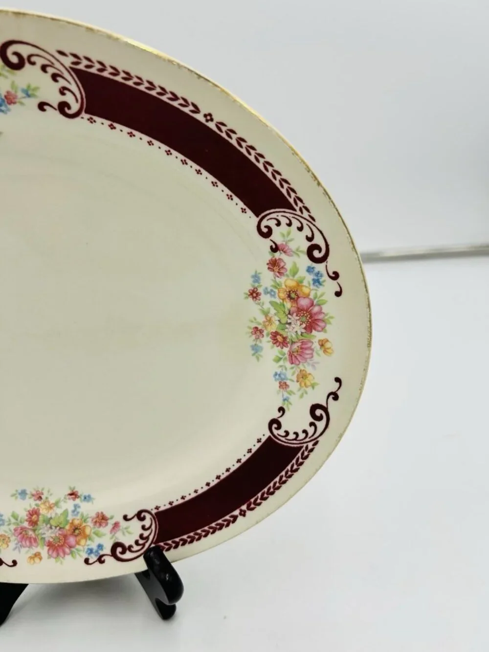 Vintage Homer Laughlin Cranberry Floral Pattern 11.75